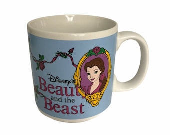 Walt Disney Beauty and the Beast Belle Coffee Tea Mug Cup, Collector Cup, Girls Room Decor, Vintage, 1990's, Made in Korea 45535