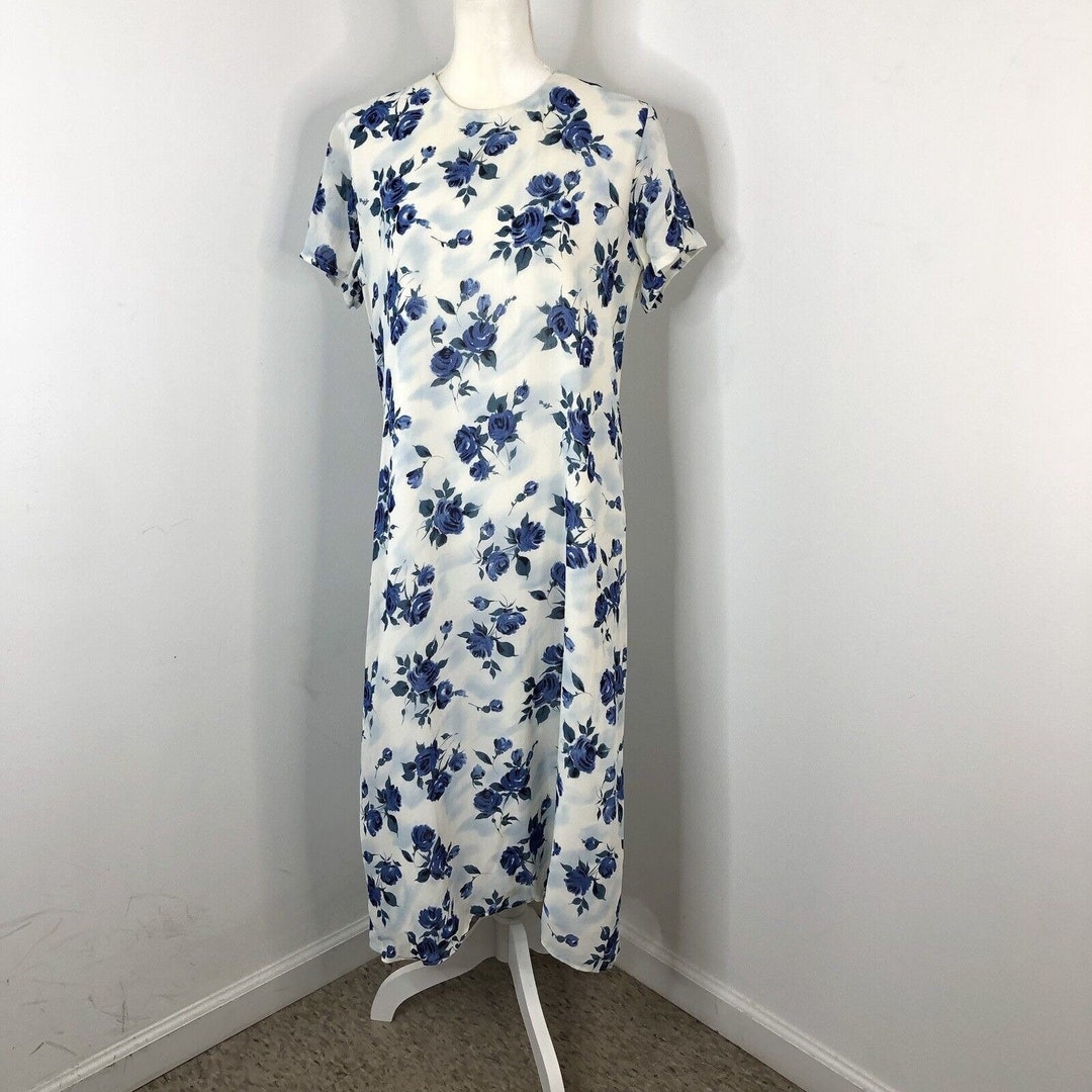 Buy Valerie Stevens Womens Pure Silk Dress Size 8P Sheath Blue Roses  Cottage Core Online in India