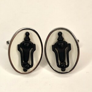 Hickok Signed Men&#39;s Cufflinks, Working Door Knocker, Makers Mark Shield, Vintage