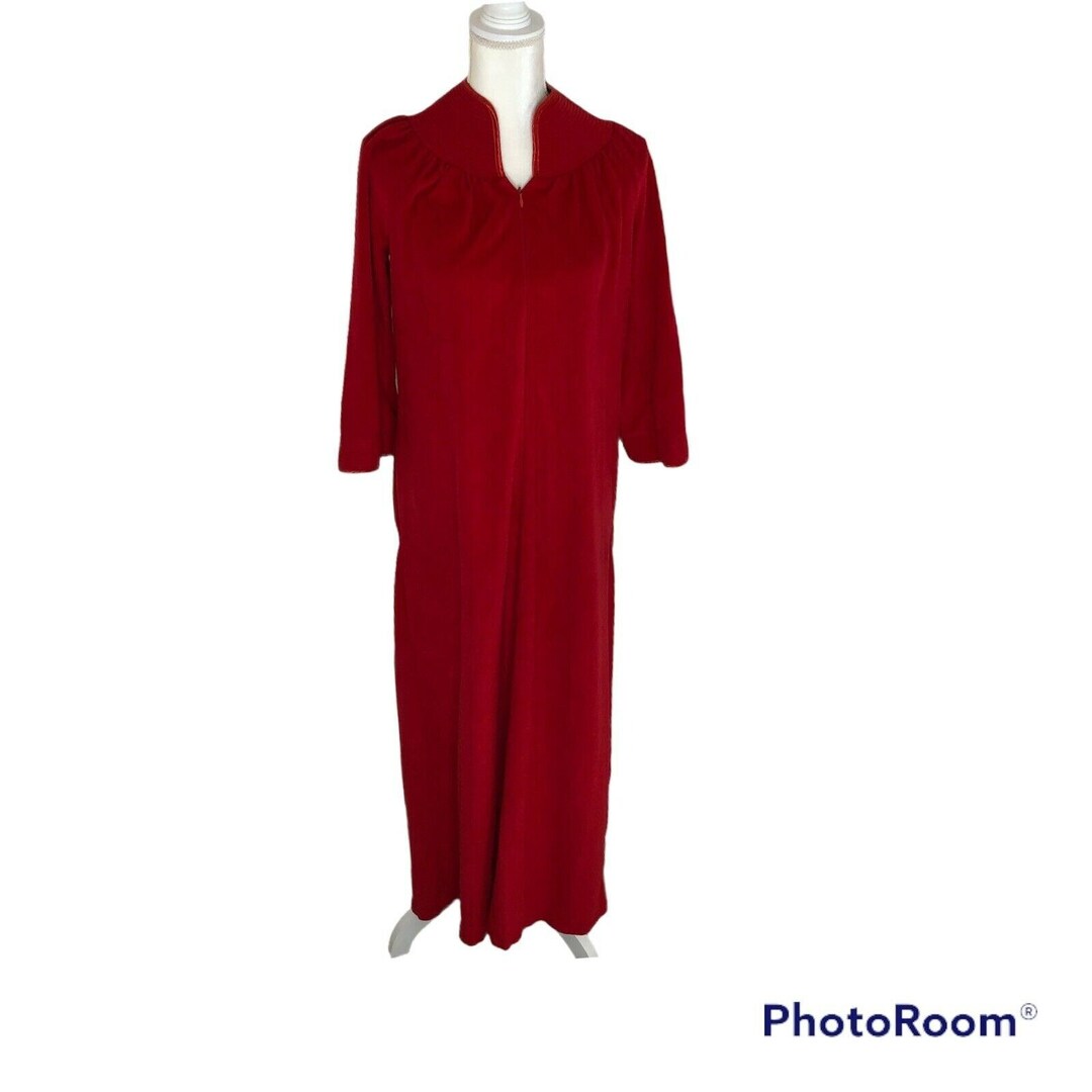 Jcpenney Misses Robe Sz XSMALL Red Long House Coat Muumuu Zip Etsy