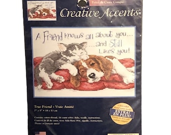 New Dimensions Creative Accents 14-Count Cross Stitch Kit TRUE FRIEND 79022