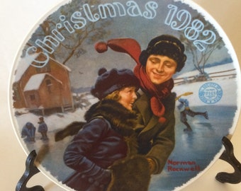 Vintage Knowles Norman Rockwell Christmas Courtship Plate, Christmas 1982, Kitchen Decor, Holiday Decor, 1980's, Retro