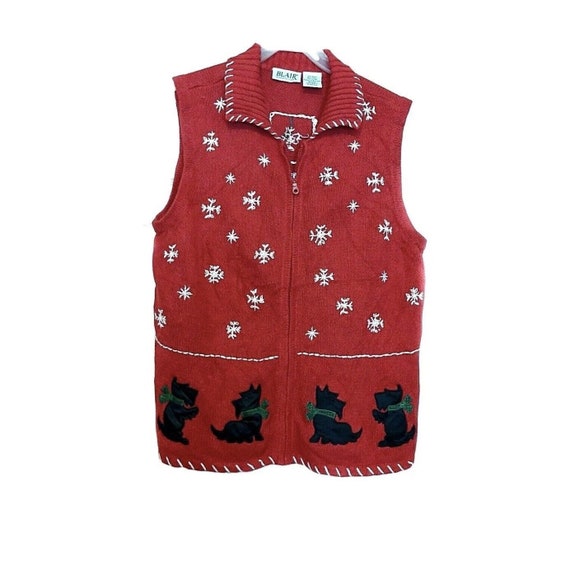 Buy Blair Womens Ugly Christmas Sweater Vest XLG Scottie Terrier Dog Snowflakes Red Online in India Etsy