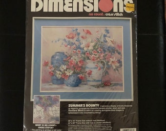 Dimensions No Count Cross Stitch Summers Bounty Floral Flowers Vase Pitcher 3958