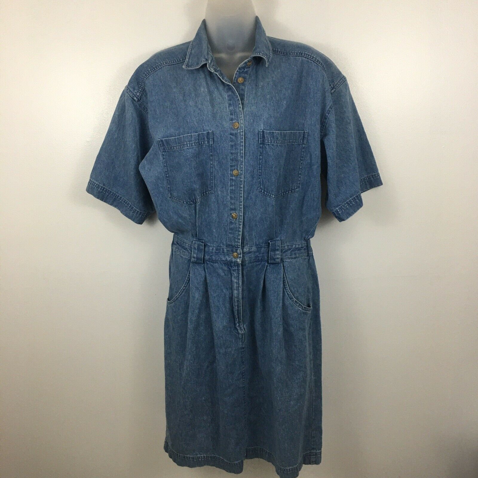 EDDIE BAUER Denim Dress Size M Button 