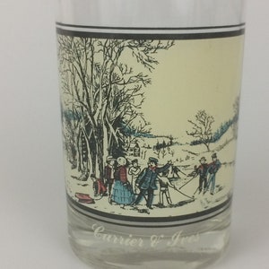 Vintage Currier & Ives Drinking Glass, Winter Pastime, Arby&#39;s Collector Series 1978, Retro Kitchen Decor, 1970&#39;s