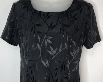 Vintage Giorgio Fiorlini negro metalizado plata vestido tamaño 7/8 gótico 1990s Y2K