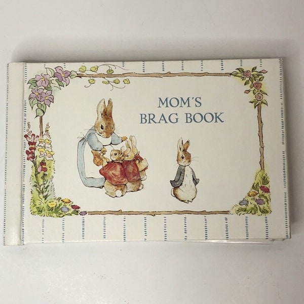 Vintage Beatrix Potter Baby Photo Album Moms Brag Book, Peter Rabbit, Nursery Room Decor, 1990s