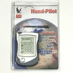 Vintage ASI Hand Pilot Data Bank, Calendar, Currency Converter, World Time Modes, Palm Pilot, Hand Held Electronics, 1990s