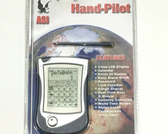 Vintage ASI Hand Pilot Data Bank, Calendar, Currency Converter, World Time Modes, Palm Pilot, Hand Held Electronics, 1990s