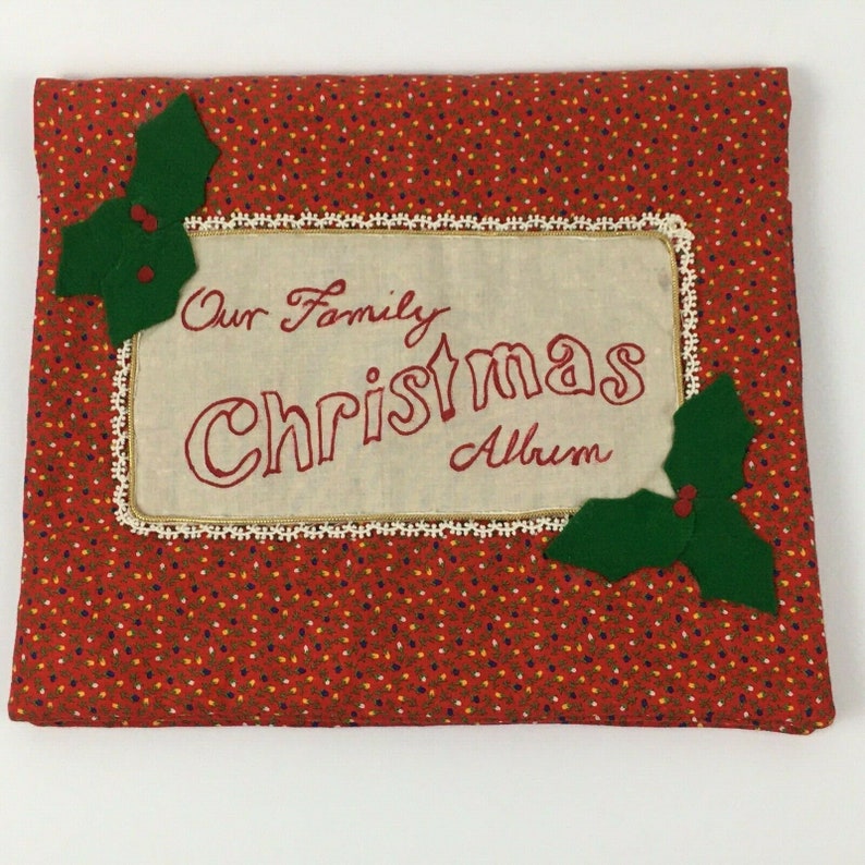Vintage Christmas Photo Album Cover Our Family Christmas Album Red — free download