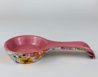 Porcelain Hand Crafted Multiple Daisy Big Purple Spoon Rest