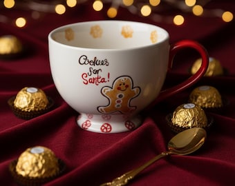 Dutch Wax Tech Ceramic Hand Painted Cookie for Santa 16 oz. Footed Jumbo Cup