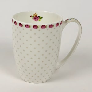 Bone China Rose Dot Coffee Tea Mug (Ribbon Gift Box)