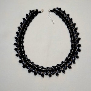 Beads Necklace Decoration Bead  Black necklace Ukrainian style Women's accessories Collar Black necklaces Knits Necklace for the evening