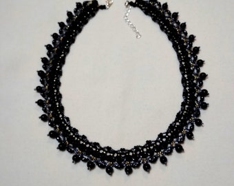 Beads Necklace Decoration Bead  Black necklace Ukrainian style Women's accessories Collar Black necklaces Knits Necklace for the evening