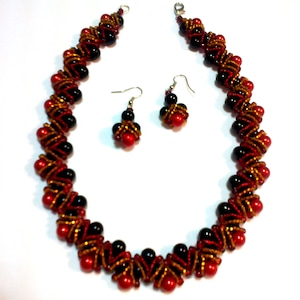 Black Necklace Red Necklace Jewelery Necklace Necklace with Ornaments Birthday Present Set of Necklace Gift for her Necklace Red Bohemia