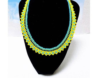 Ukraine Necklace/Ukrainian Flag Jewelry/Blue and Yellow Necklace/Ukraine Gift/Support Ukraine/Stand with Ukraine/Layered Necklace/checker/boho