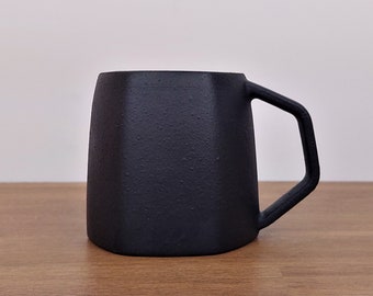 Black coffee mug, Stoneware mug, Modern coffee mug, Modern home coffee mug, Stoneware mug, Hexagonal mug, Black matte mug, Handmade ceramics