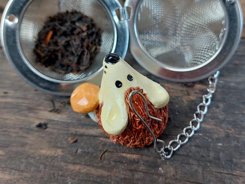 Cute Tea Strainer, Hedgehog Lover Gift, Ceramic Hedgehog Figurine