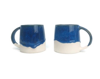 Handmade coffee mug, Stoneware mug, Ceramic mug, Drip glaze mug, Blue ceramic coffee mug, Ceramic mug with handle, Handmade pottery mug