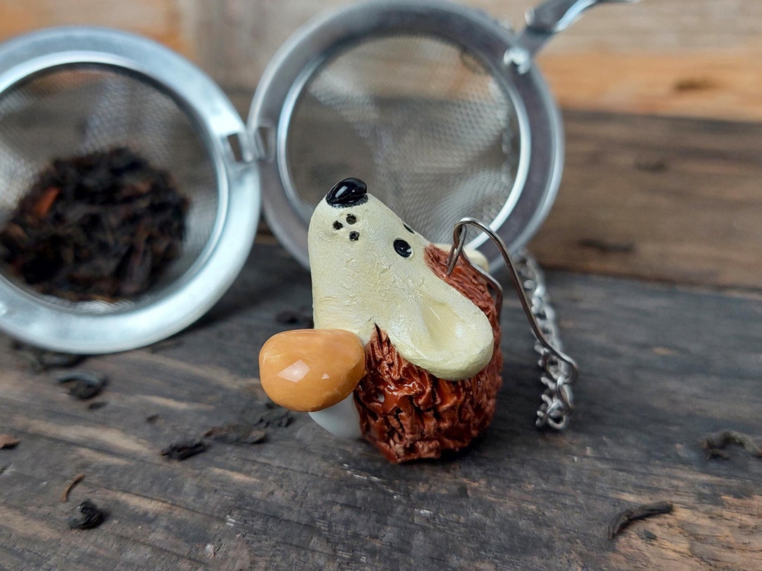 Cute Tea Strainer, Hedgehog Lover Gift, Ceramic Hedgehog Figurine
