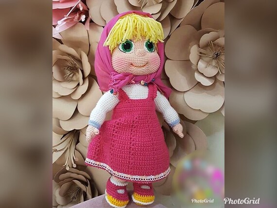 Cartoon Character Masha 32cm Length Crochet Organic Toy - Etsy Cartoon Character Masha 32cm Length Crochet Organic Toy - Etsy