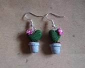 Earrings succulent, houseplant, heartplant, quot hoya kerri quot pink