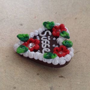 Brooch heart Süsse red, gingerbread heart, Octoberfest image 3