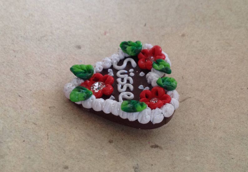 Brooch heart Süsse red, gingerbread heart, Octoberfest image 3