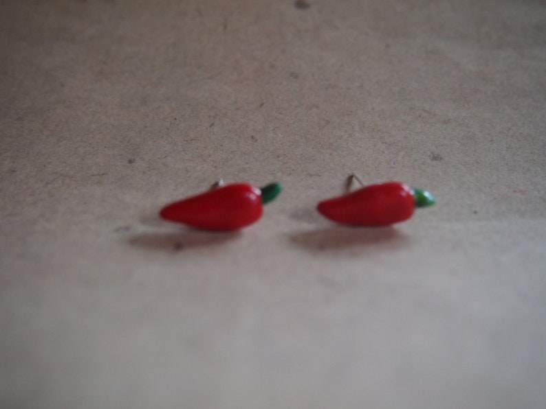 Studs chilli, pepperoni, earrings vegetables immagine 4