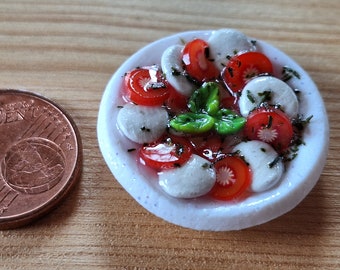 Gnome, plate, dollhouse, 1:12 tomato-mozzarella, dollhouse accessories