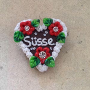 Brooch heart Süsse red, gingerbread heart, Octoberfest image 1