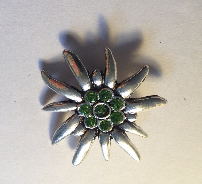Brooch Edelweiss light green