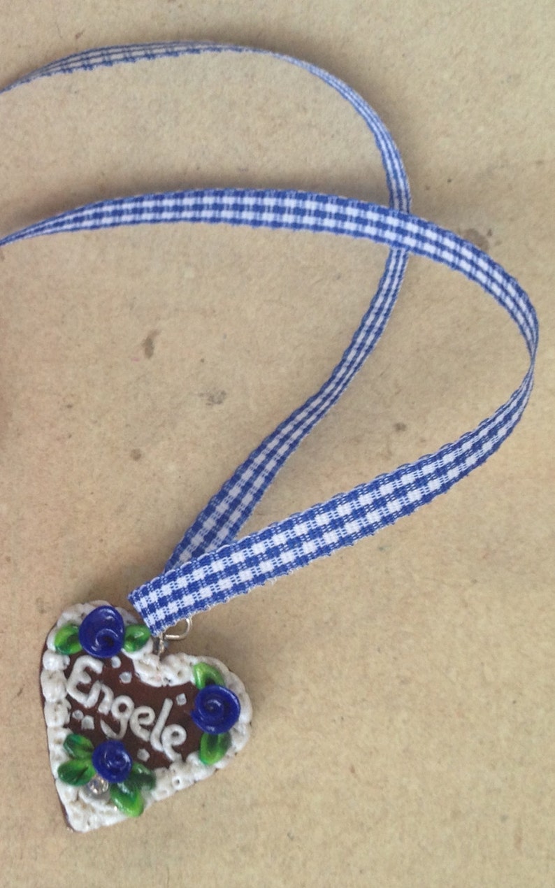 Necklace Engele blue Gingerbread Heart Oktoberfest small