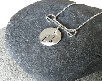 Maine Necklace, Sterling Silver State Necklace, Maine Gifts by Little Yellow Room Shop