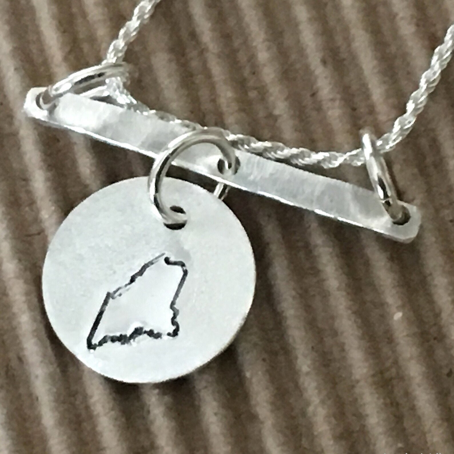 Maine Necklace Sterling Silver State Necklace Maine Gifts by Etsy