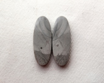 Paire de cabochons de Jaspe imperial gris Indonésien