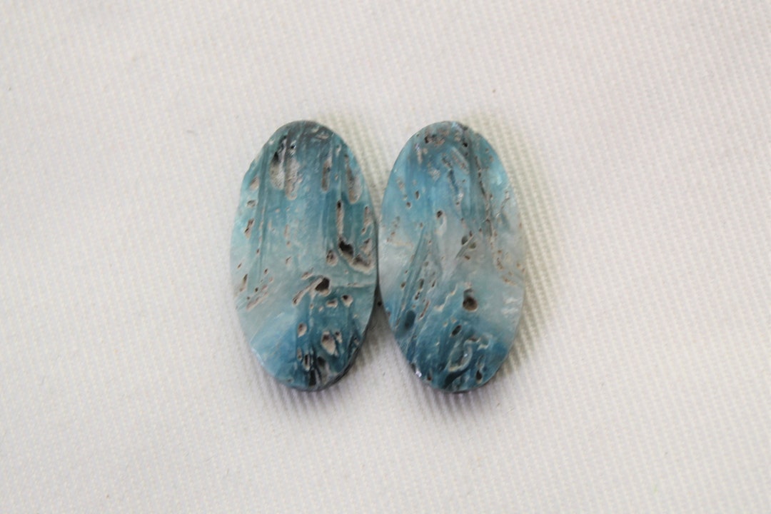 Pair of Blue Ice Agate Gemstones Oval Etsy Australia