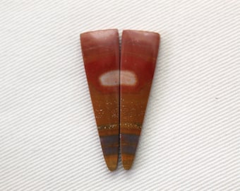 Australian Jasper Cabochon Pair triangle orange