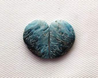 Paar blaue Eisachat-Cabochons aus Naturstein