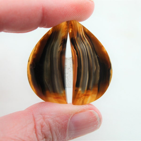 BELLE Paire de Cabochons d'Agate Brésilienne