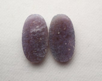 Paire de cabochons agate raisin violet ovale