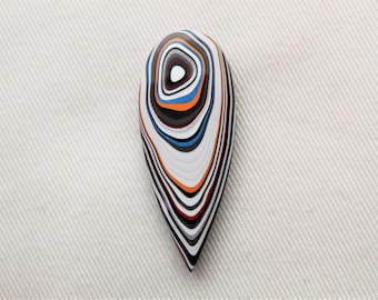 Fordite Cabochon  teardrop yellow white red