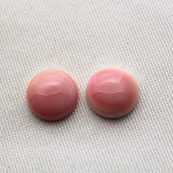 DEUX Cabochons Reine Conque Coquille rose rond 14MM