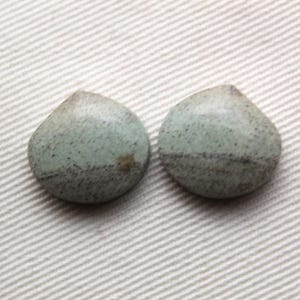PETITE Pair of rectangle green Jasper Cabochons