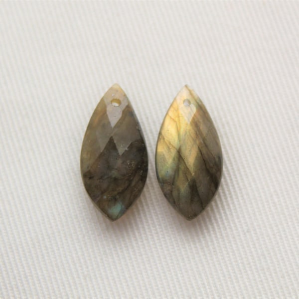 Lot de deux perles percées de Labradorite facetté 20X10 MM