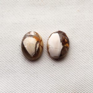 TWO oval cabochons of Brecciated Mookaite Gemstones 12X16MM