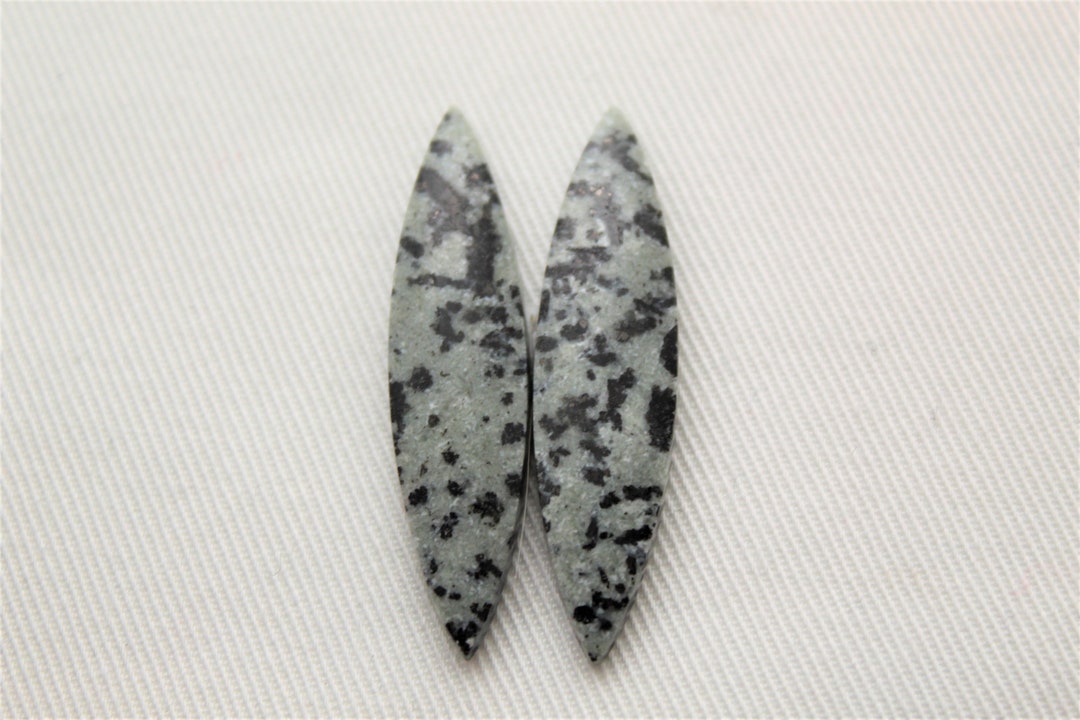 Dalmatian Jasper Pair Marquise Shape Gray Gemstone Cabochon Etsy