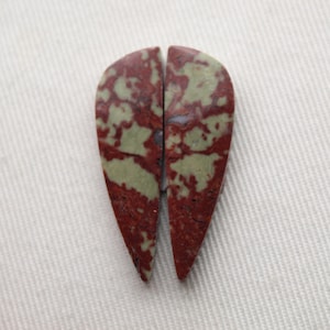Pair of Red Fiber Jasper Cabochons